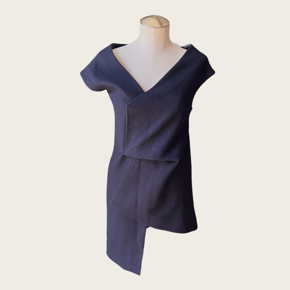 Jacquemus Navy Wool Sheath Dress